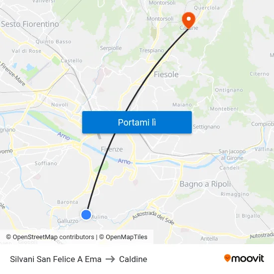 Silvani San Felice A Ema to Caldine map