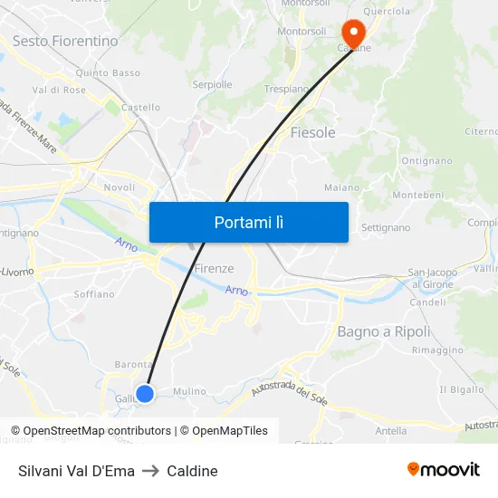 Silvani Val D'Ema to Caldine map