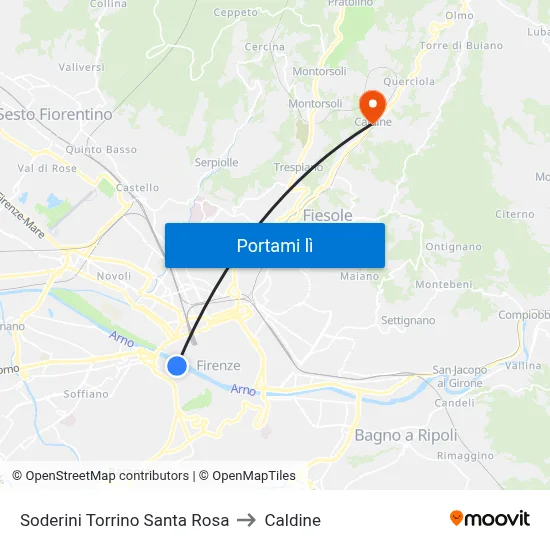 Soderini Torrino Santa Rosa to Caldine map