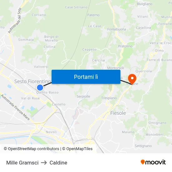 Mille Gramsci to Caldine map