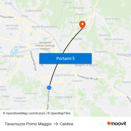 Tavarnuzze Primo Maggio to Caldine map