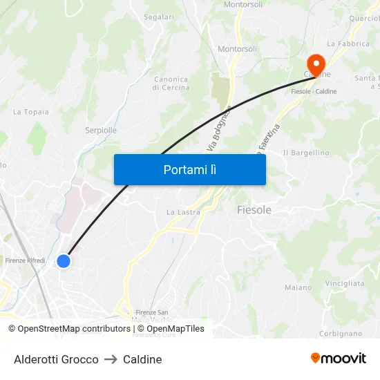 Alderotti Grocco to Caldine map