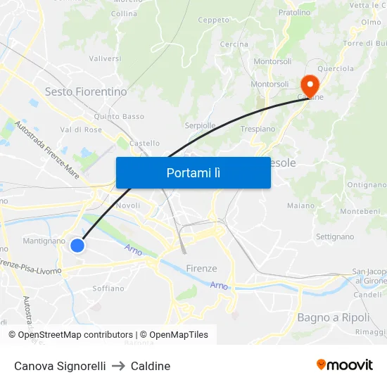 Canova Signorelli to Caldine map