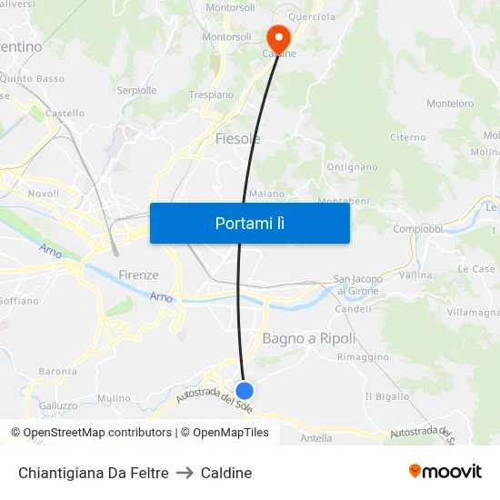 Chiantigiana Da Feltre to Caldine map