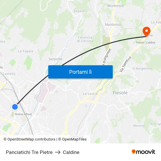 Panciatichi Tre Pietre to Caldine map