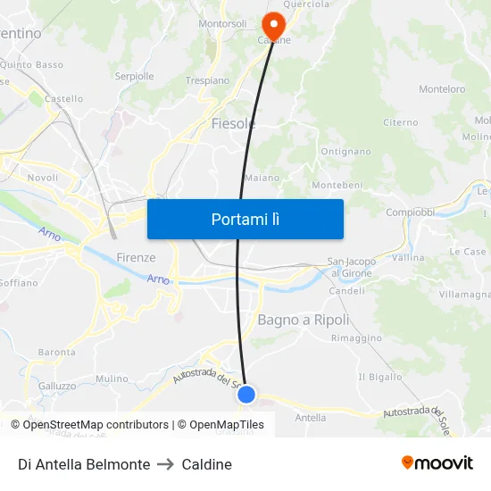 Di Antella Belmonte to Caldine map