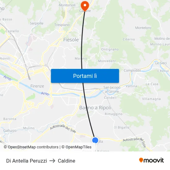 Di Antella Peruzzi to Caldine map