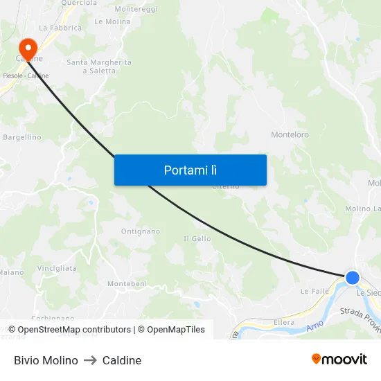 Bivio Molino to Caldine map