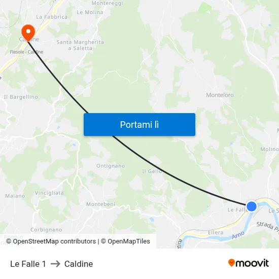Le Falle 1 to Caldine map