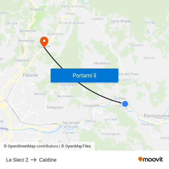 Le Sieci 2 to Caldine map