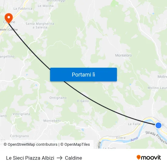 Le Sieci Piazza Albizi to Caldine map