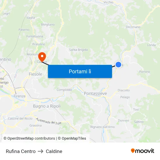 Rufina Centro to Caldine map
