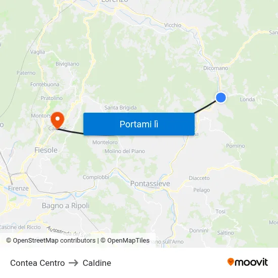 Contea Centro to Caldine map