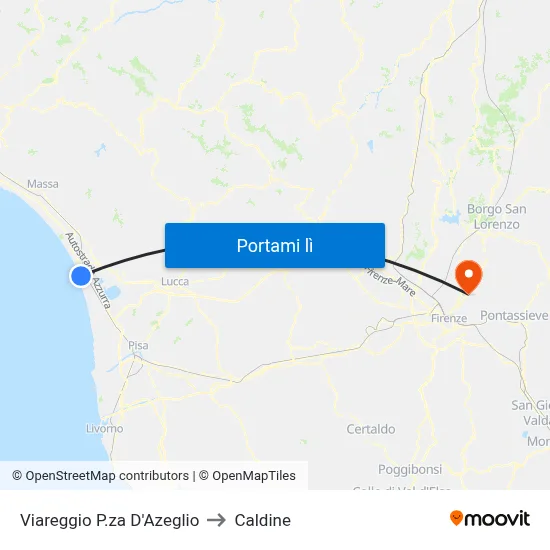 Viareggio P.za D'Azeglio to Caldine map