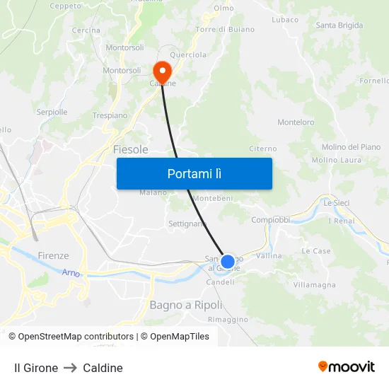 Il Girone to Caldine map