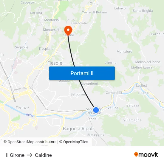 Il Girone to Caldine map