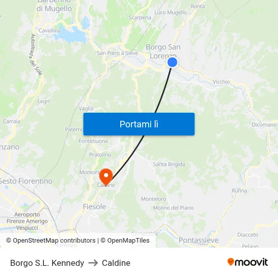 Borgo S.L. Kennedy to Caldine map