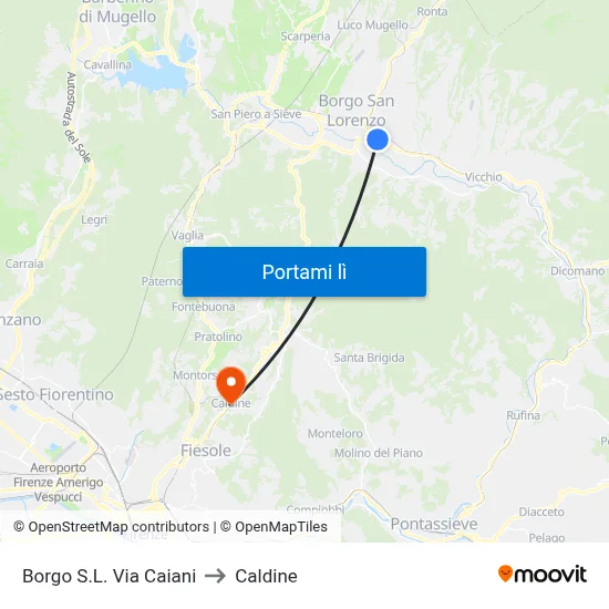 Borgo S.L. Via Caiani to Caldine map