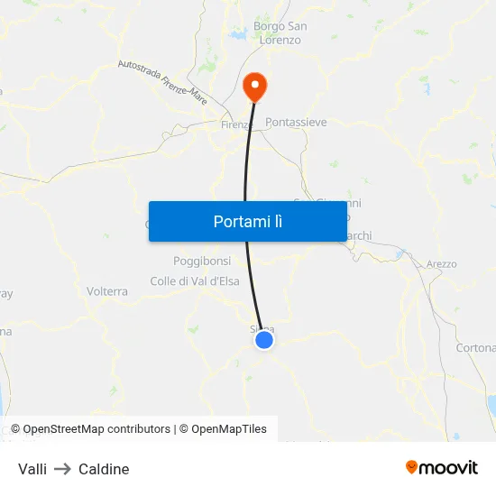 Valli to Caldine map
