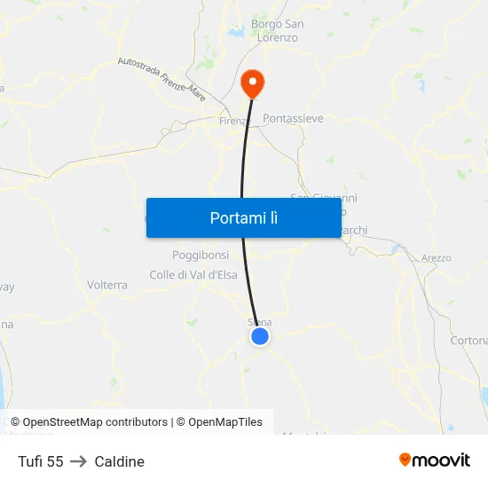 Tufi 55 to Caldine map