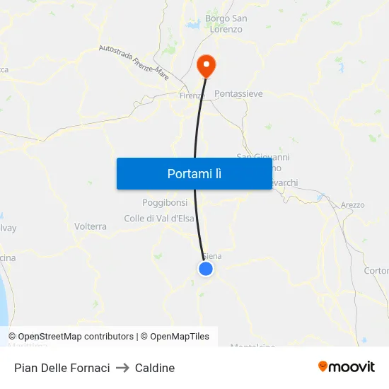 Pian Delle Fornaci to Caldine map