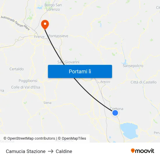 Camucia Stazione to Caldine map