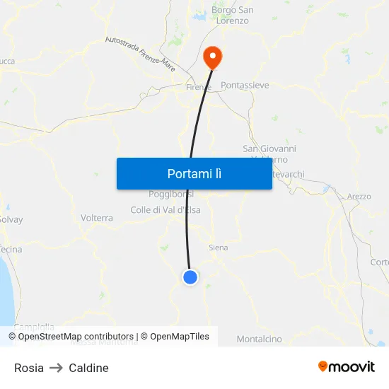 Rosia to Caldine map