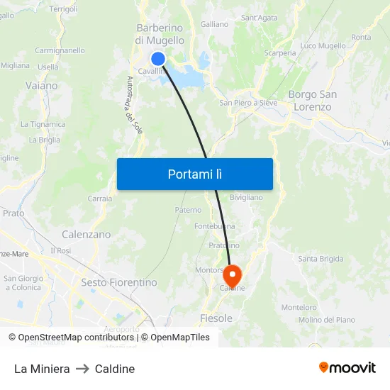 La Miniera to Caldine map