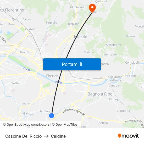 Cascine Del Riccio to Caldine map