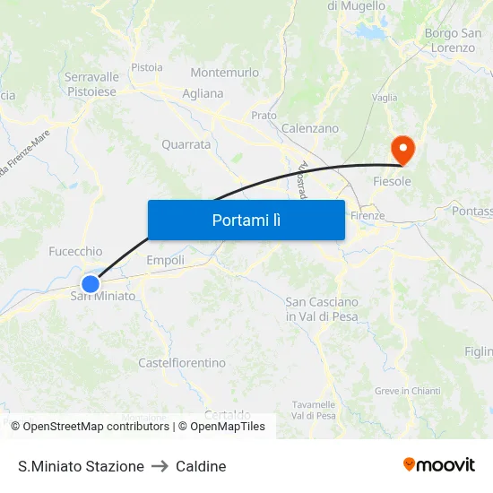 S.Miniato Stazione to Caldine map