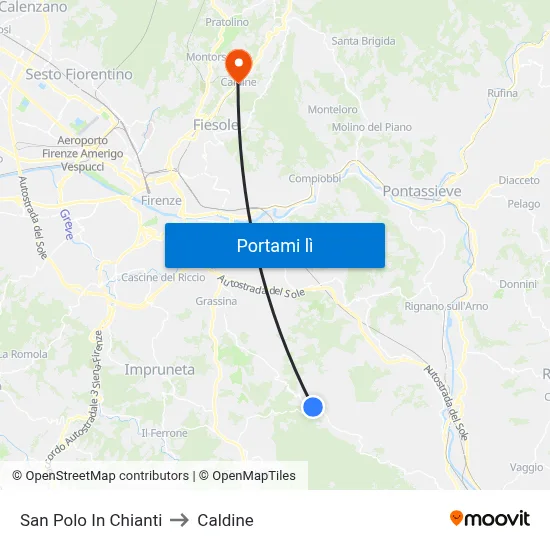 San Polo In Chianti to Caldine map