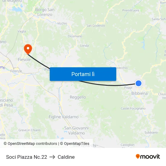 Soci Piazza Nc.22 to Caldine map