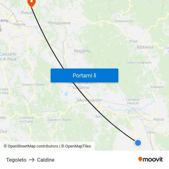 Tegoleto to Caldine map