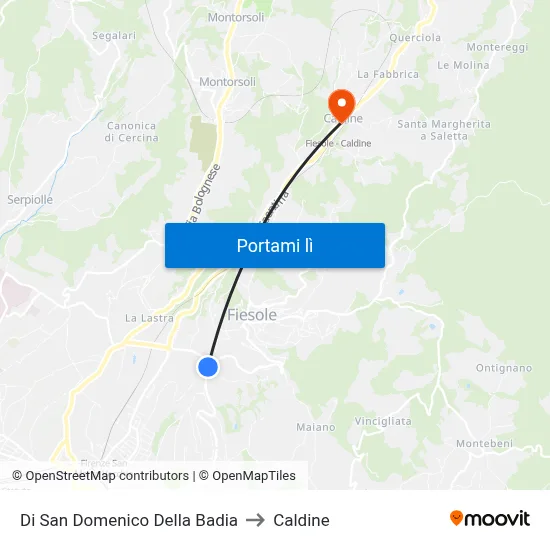 Di San Domenico Della Badia to Caldine map