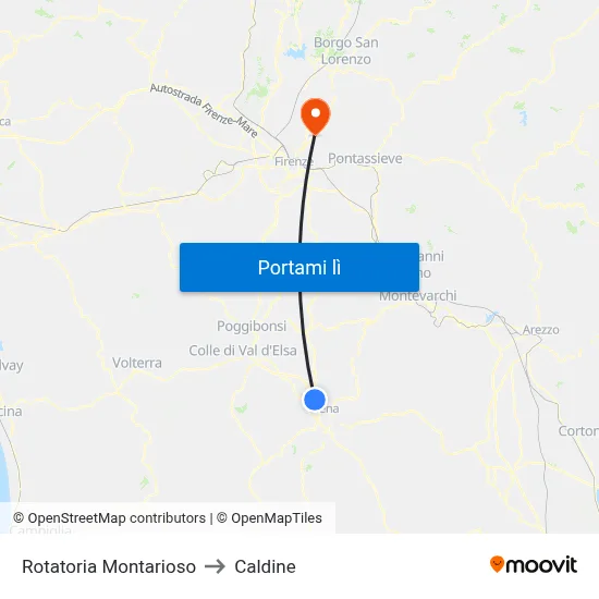 Rotatoria Montarioso to Caldine map