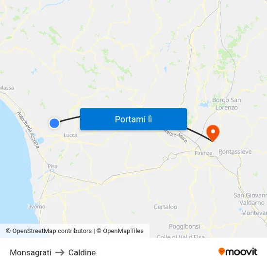 Monsagrati to Caldine map
