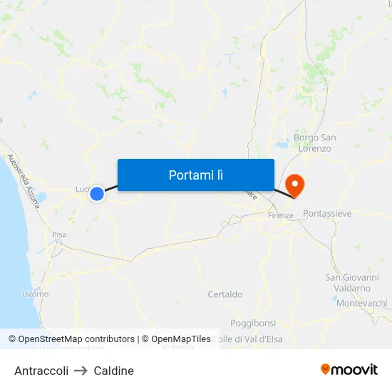 Antraccoli to Caldine map