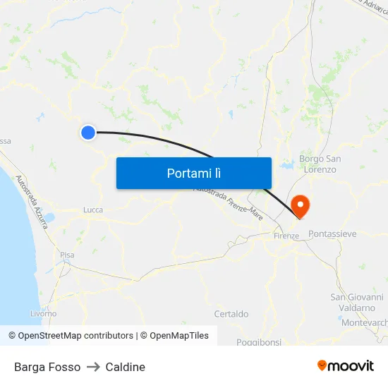 Barga Fosso to Caldine map
