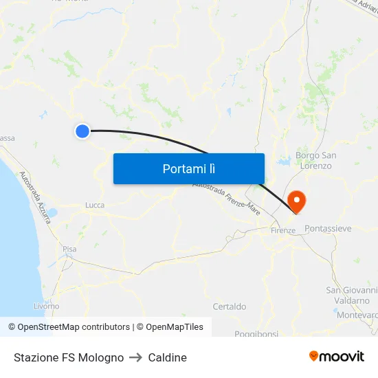 Stazione FS Mologno to Caldine map