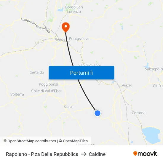 Rapolano - P.za Della Repubblica to Caldine map