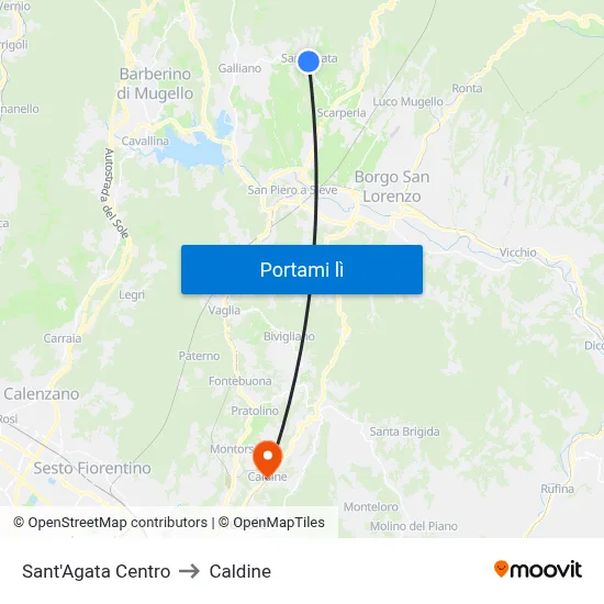 Sant'Agata Centro to Caldine map