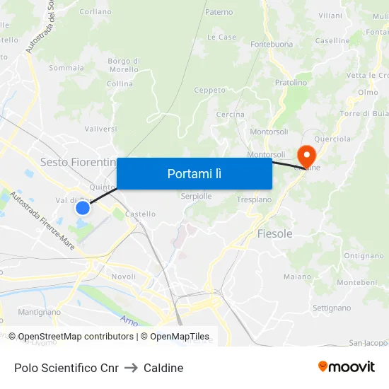 Polo Scientifico Cnr to Caldine map
