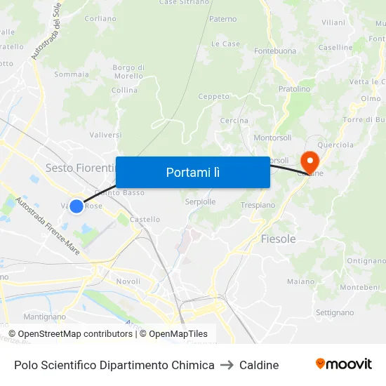 Polo Scientifico Dipartimento Chimica to Caldine map