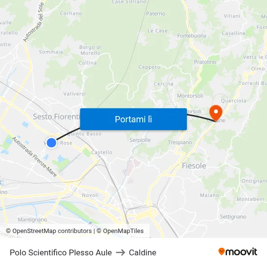 Polo Scientifico Plesso Aule to Caldine map