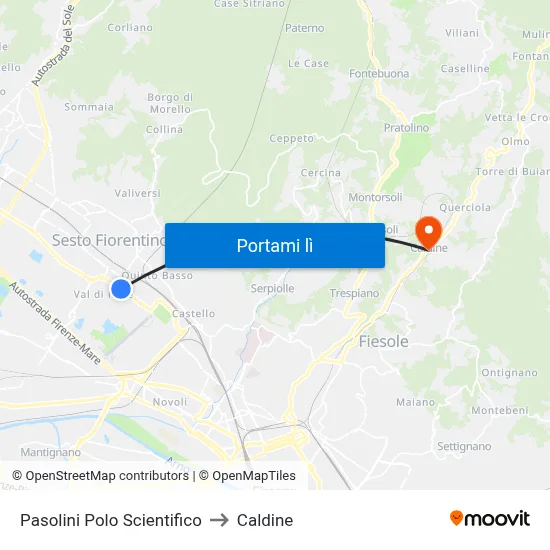 Pasolini Polo Scientifico to Caldine map