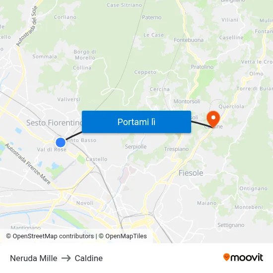 Neruda Mille to Caldine map