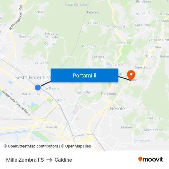 Mille Zambra FS to Caldine map
