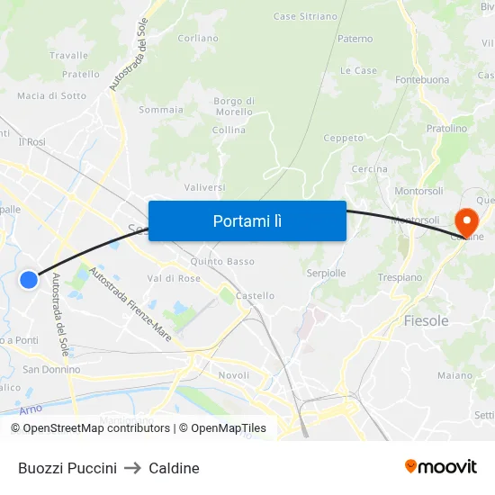 Buozzi Puccini to Caldine map