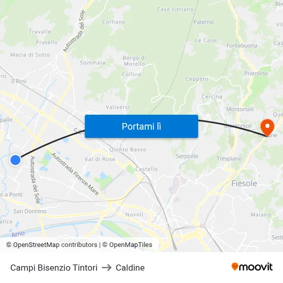 Campi Bisenzio Tintori to Caldine map