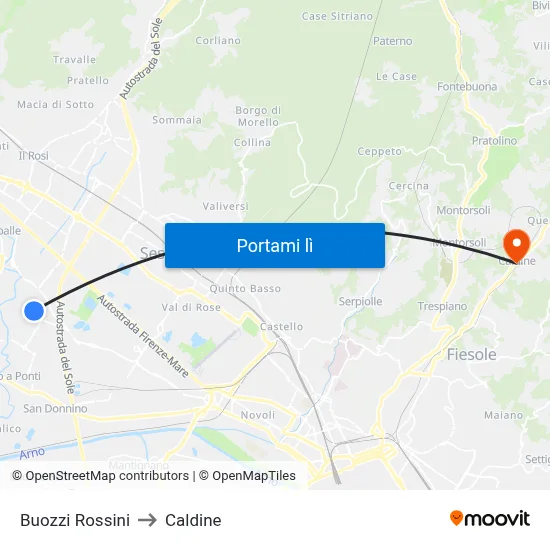 Buozzi Rossini to Caldine map